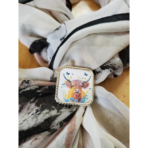SLIDE Scarf Wild Rag Scarves Slide highland cow gift, bandana slide, western A - Picture 1 of 2